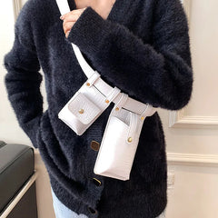 Women Fanny Pack Leather Belt Bag Irregular Shape Waist Bag