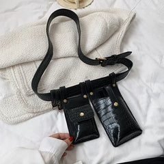 Women Fanny Pack Leather Belt Bag Irregular Shape Waist Bag