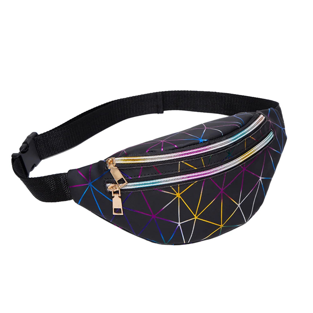 Women Fanny Pack Steam Punk Leg Bag Reflective Laser Shoulder Purse