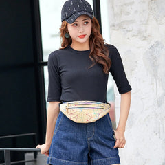 Women Fanny Pack Steam Punk Leg Bag Reflective Laser Shoulder Purse