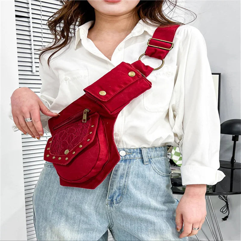 Vintage Women's Fanny Pack Shoulder Bag Large Hip Sack
