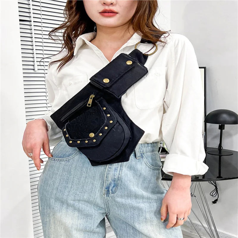 Vintage Women's Fanny Pack Shoulder Bag Large Hip Sack