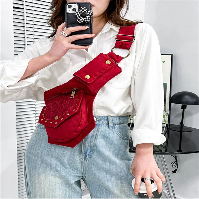Vintage Women's Fanny Pack Shoulder Bag Large Hip Sack