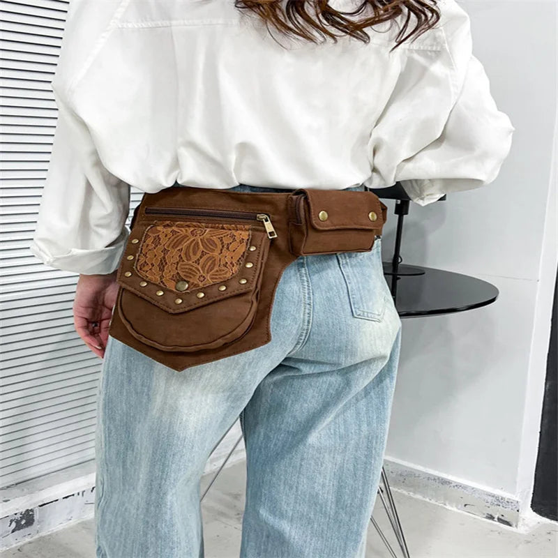 Vintage Women's Fanny Pack Shoulder Bag Large Hip Sack