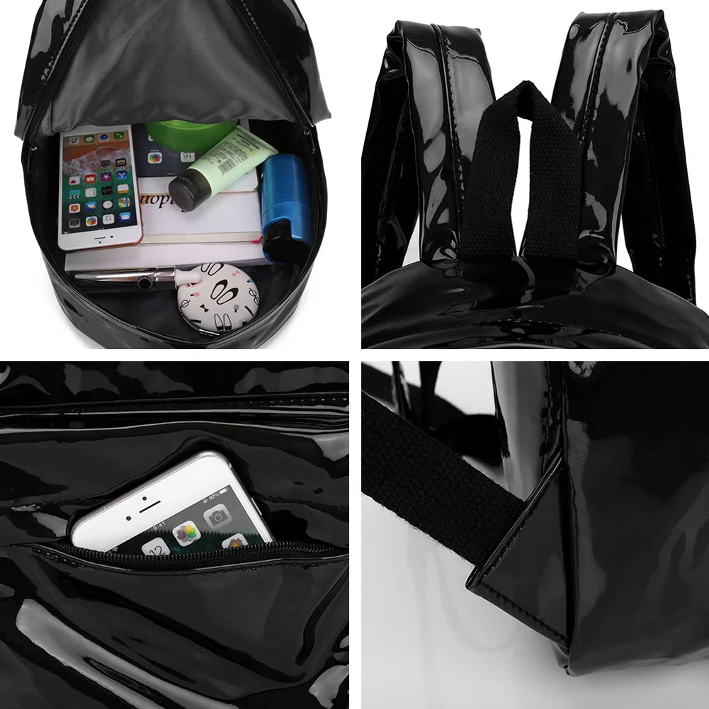 Women Backpack Leather Female Schoolbag Solid College Teenager Casual Book Bags