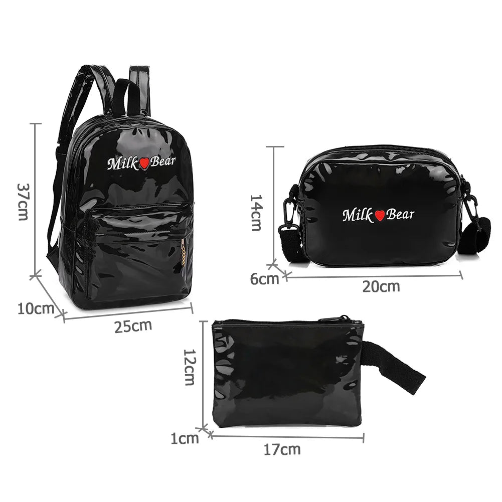 Women Backpack Leather Female Schoolbag Solid College Teenager Casual Book Bags