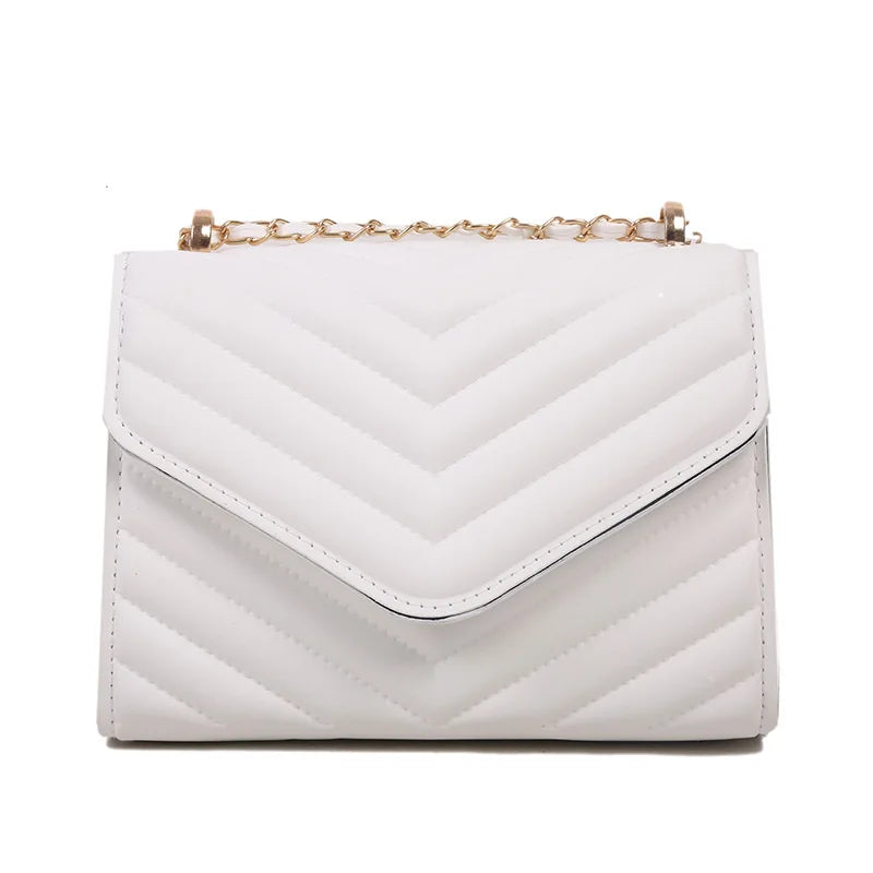 Women Small Square Leather Underarm Crossbody Chain Bag