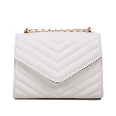 Women Small Square Leather Underarm Crossbody Chain Bag