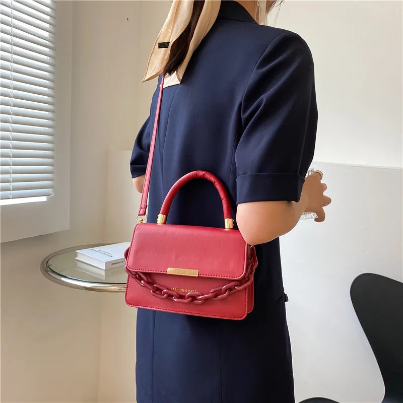 Thick Chain Small Square Bag Women Shoulder Messenger Bag