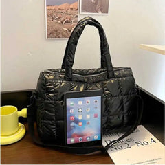 Women Bright Space Cotton Handbag Solid Shoulder Messenger Bag