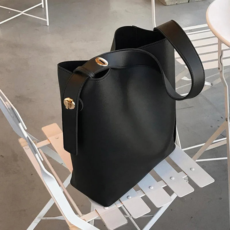 Women Bucket Bag Leather Shoulder Bag Large Totes Handbags Female Casual