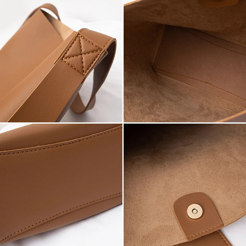 Women Bucket Bag Leather Shoulder Bag Large Totes Handbags Female Casual