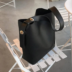 Women Bucket Bag PU Leather Shoulder Bag Handbags Casual Large Totes
