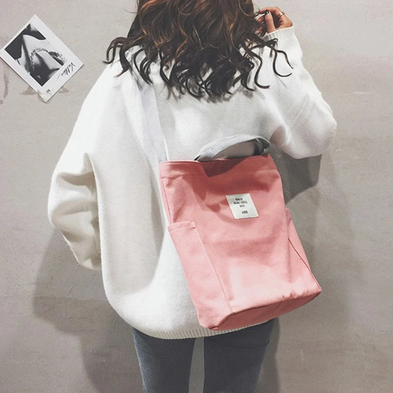 Women Casual Canvas Messenger Bag Pink
