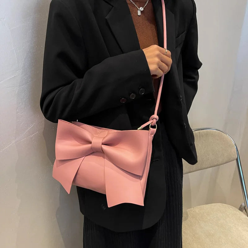 Women Crossbody Chest Bag Large Capacity Shoulder Bowknot Bag B156