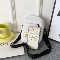 Corduroy Zipper Crossbody Bag Multi-layer Small Soft Shopper Bag