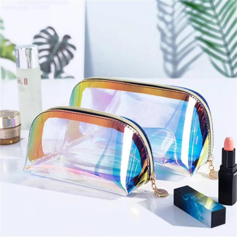 Women Cosmetic Bag Semi-circular Illusion Laser Makeup Bag Portable Dumpling Sha