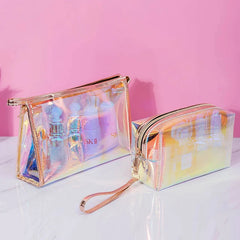 Women Cosmetic Bag Semi-circular Illusion Laser Makeup Bag Portable Dumpling Sha