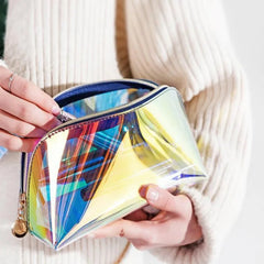 Women Cosmetic Bag Semi-circular Illusion Laser Makeup Bag Portable Dumpling Sha
