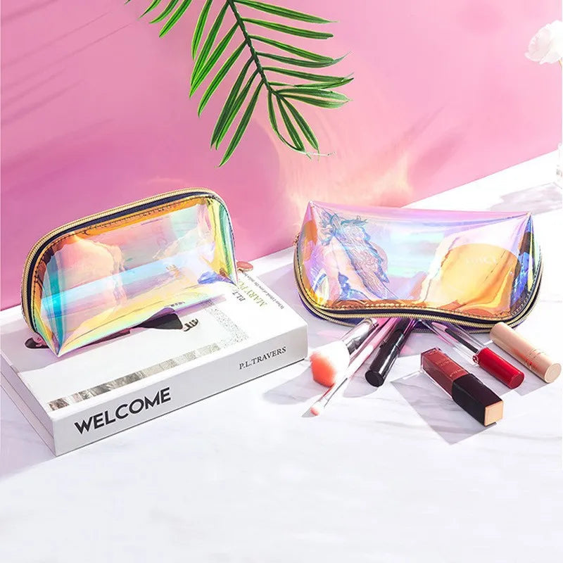 Women Cosmetic Bag Semi-circular Illusion Laser Makeup Bag Portable Dumpling Sha