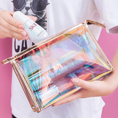 Women Cosmetic Bag Semi-circular Illusion Laser Makeup Bag Portable Dumpling Sha