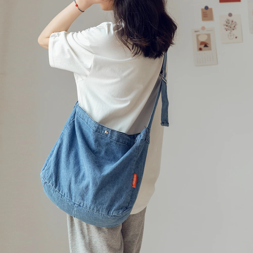 Women Denim Crossbody Bag Harajuku Shoulder Handbags Large Capacity