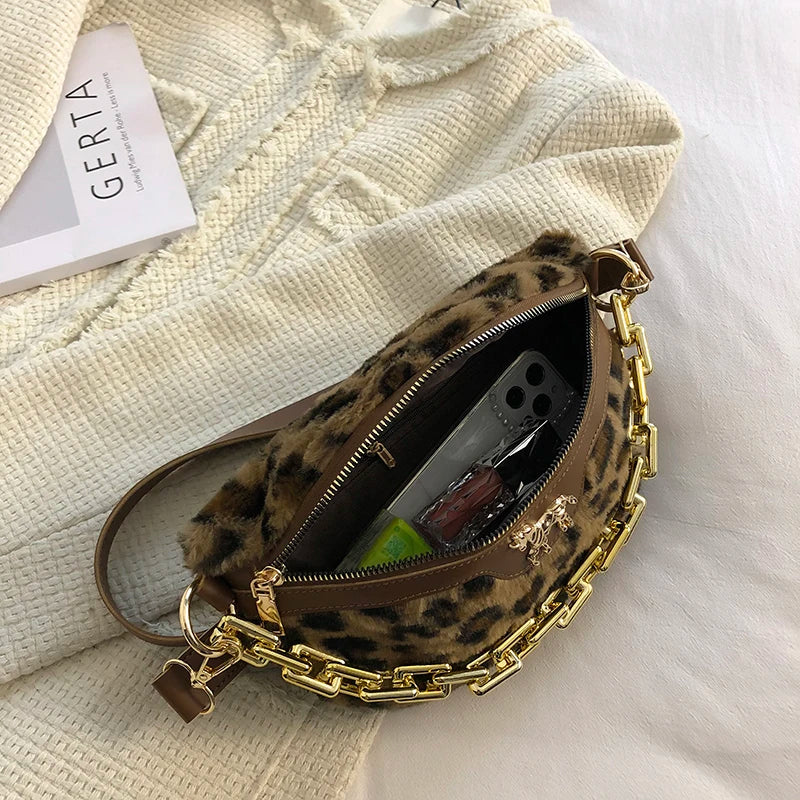 Women Fanny Packs High Chest Bag Chain Handbag Purses Shoulder Bag
