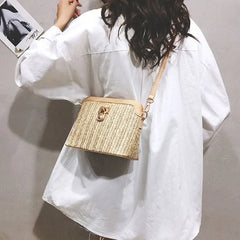 Women Straw Woven Crossbody Tote Shoulder Bag