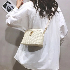 Women Straw Woven Crossbody Tote Shoulder Bag