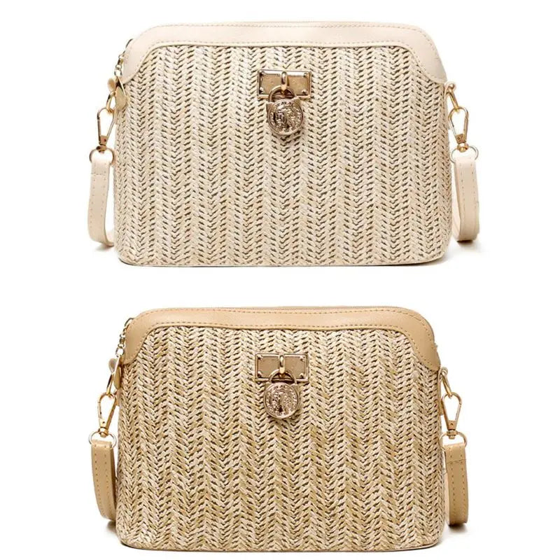 Women Straw Woven Crossbody Tote Shoulder Bag