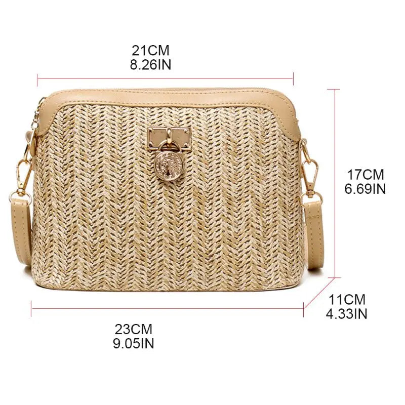 Women Straw Woven Crossbody Tote Shoulder Bag