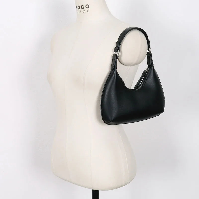 Retro Solid PU Leather Hobo Shoulder Bag Casual Female Shopper Clutch