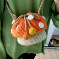 Knit Mushroom Shoulder Bag Crossbody Casual Mini Purse