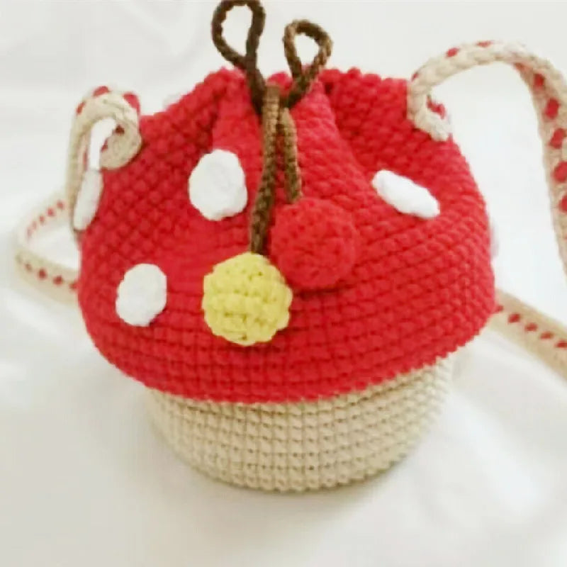 Knit Mushroom Shoulder Bag Crossbody Casual Mini Purse