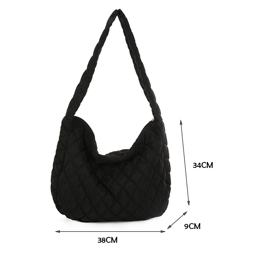 Women Lattice Solid Cloud Shoulder Bag Casual Quilted Crossbody Bags