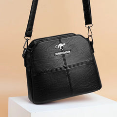 Women Small PU Leather Shoulder Bag Crossbody Side Purse 3 Layers Space