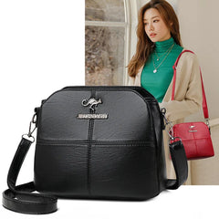Women Small PU Leather Shoulder Bag Crossbody Side Purse 3 Layers Space