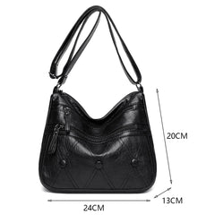Women PU Leather Shoulder Bag Retro Crossbody Bags Zipper Messenger Bag