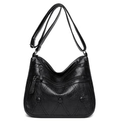 Women PU Leather Shoulder Bag Retro Crossbody Bags Zipper Messenger Bag