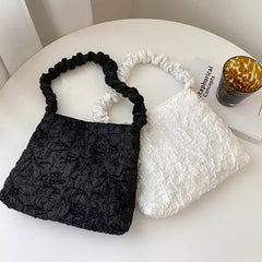 Women Large Capacity Tote Handbag Pleated Shoulder Bag