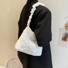 Women Solid Shopping Underarm Bags Large Capacity Zipper Handbag