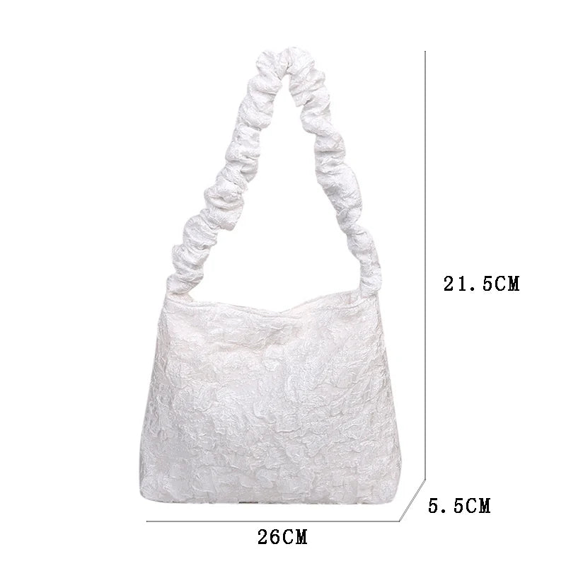 Women Solid Shopping Underarm Bags Large Capacity Zipper Handbag