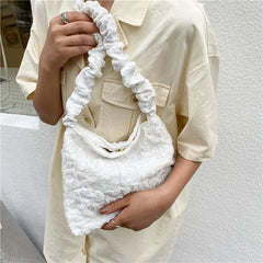Women Solid Shopping Underarm Bags Large Capacity Zipper Handbag