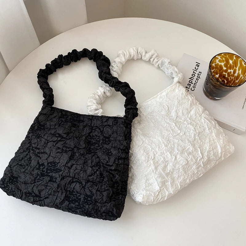 Women Solid Shopping Underarm Bags Large Capacity Zipper Handbag