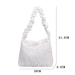 Women Large Capacity Tote Handbag Pleated Shoulder Bag