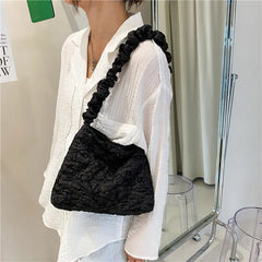 Women Large Capacity Tote Handbag Pleated Shoulder Bag