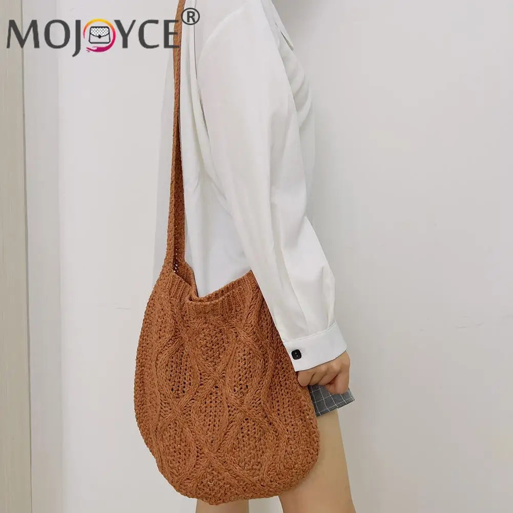 Knitted Solid Underarm Bag Ladies Casual Shoulder Bags Winter Decoration