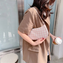 Plaid Print Shoulder Bag Small Purse Underarm Bag