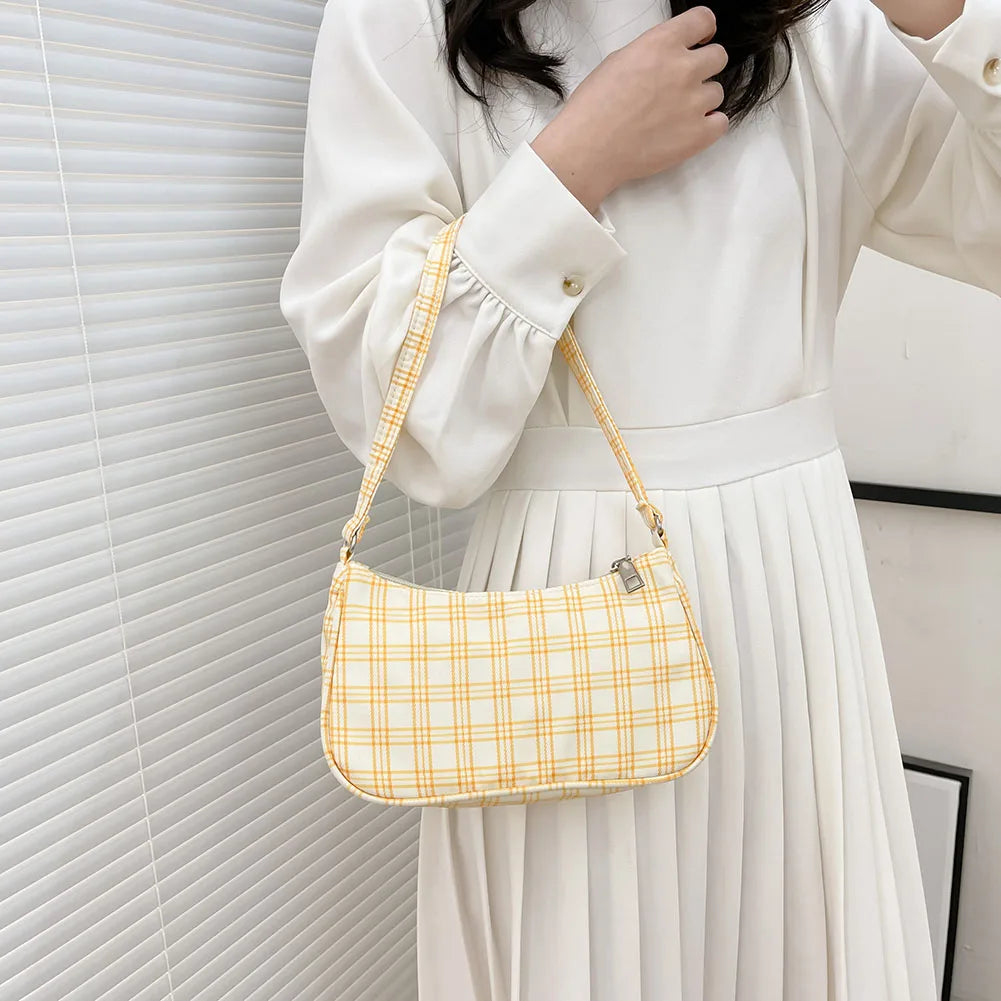 Plaid Print Shoulder Bag Small Purse Underarm Bag