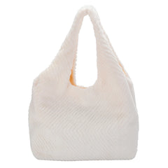 Soft Plush Shoulder Bag Fur Rhombus Pattern Tote for Women Girls